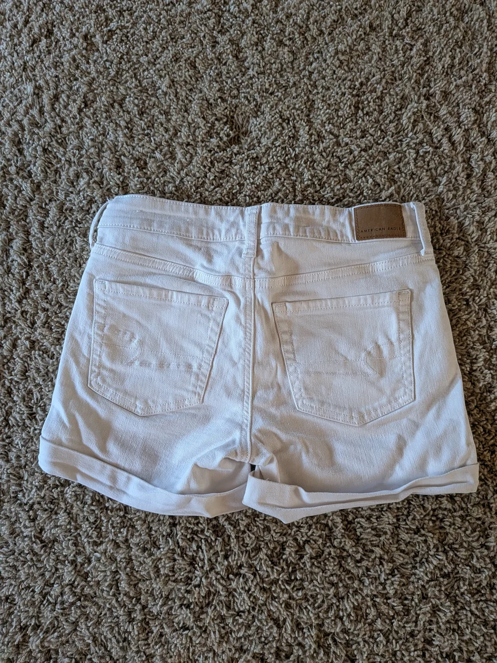 American Eagle Outfitters White Denim Roll-Cuff Jean Shorts